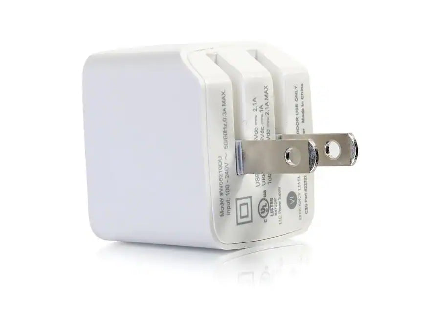 C2G 2-Port Foldable USB Wall Charger, 5V 2.1A, White
