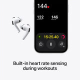 Apple - AirPods Pro 3, Wireless Active Noise Cancelling Earbuds with Heart Rate Sensing Feature - White