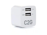 C2G 2-Port Foldable USB Wall Charger, 5V 2.1A, White