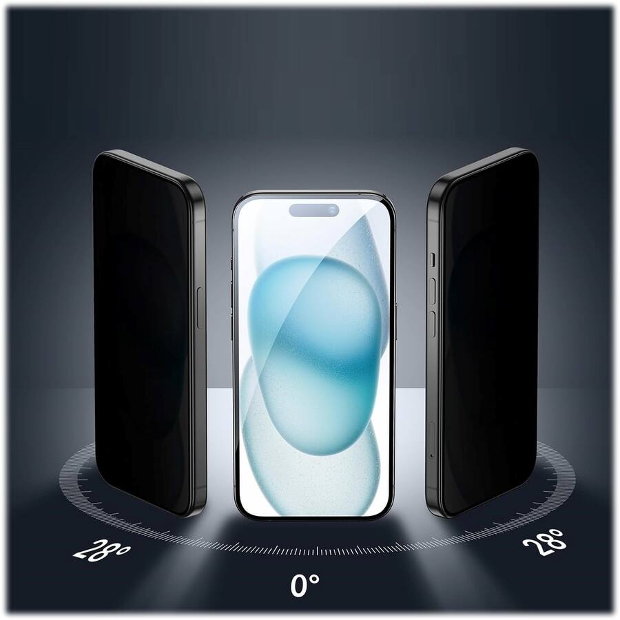 ZeroDamage Ultra Strong+ Tempered Glass Screen Protector for Apple iPhone 15 (2-Pack) – Privacy product image
