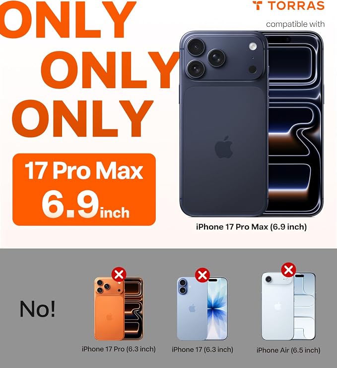 TORRAS Clear Case for iPhone 17 Pro Max | Anti-Yellowing