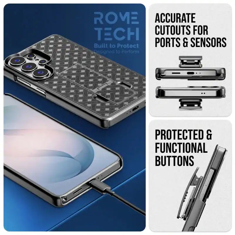 RomeTech Samsung Galaxy S26 Ultra 2026 Holster Case with Belt Clip & Kickstand – Black product image