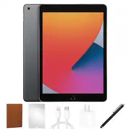Refurbished Excellent Apple iPad 8th Generation 10.2-inch 32GB Wi-Fi – Bundle with Case, Screen Protector & Stylus Pen – Space Gray product image