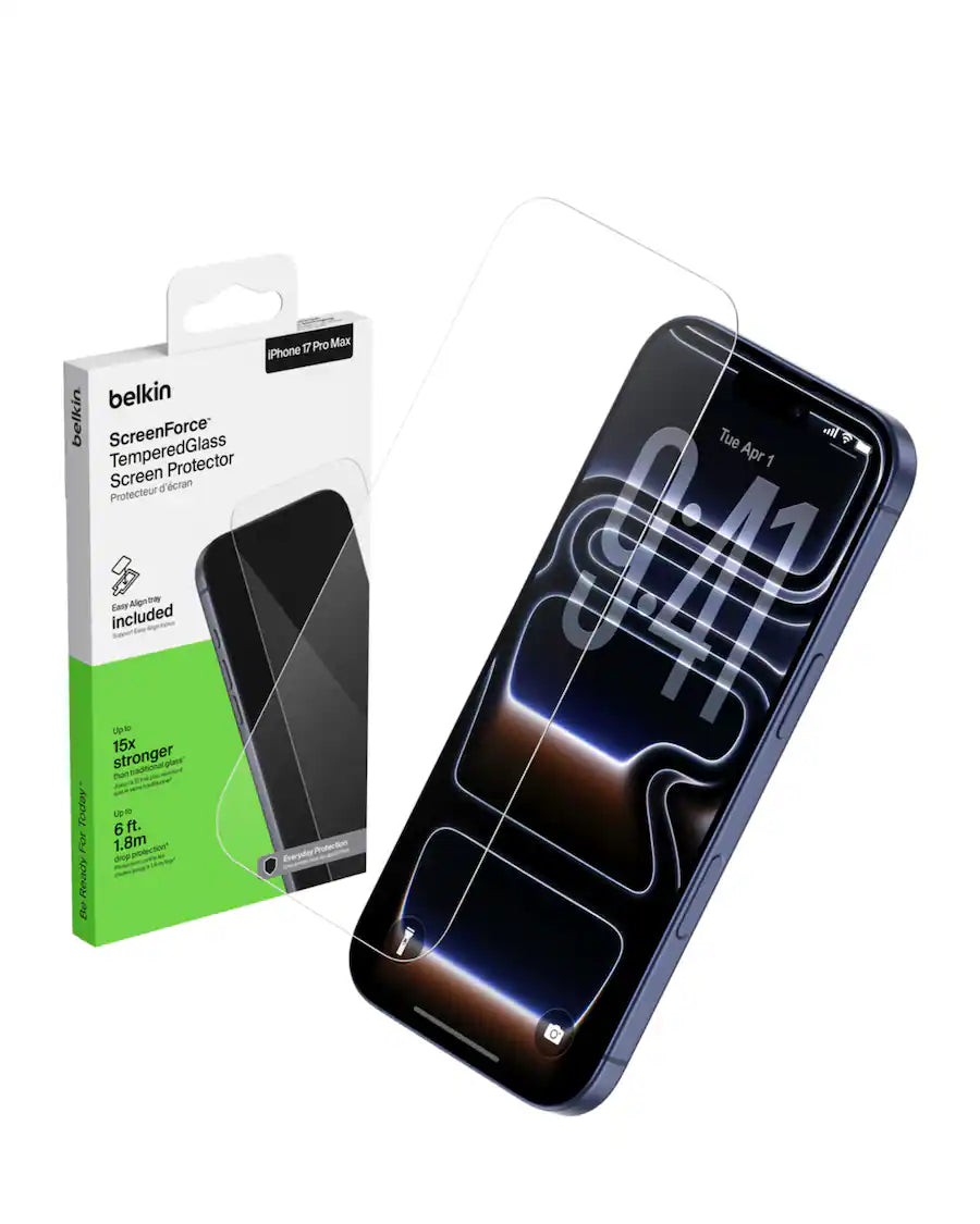 Belkin ScreenForce TemperedGlass Screen Protector for iPhone 17 Pro Max with Easy Align Tray – Clear product image