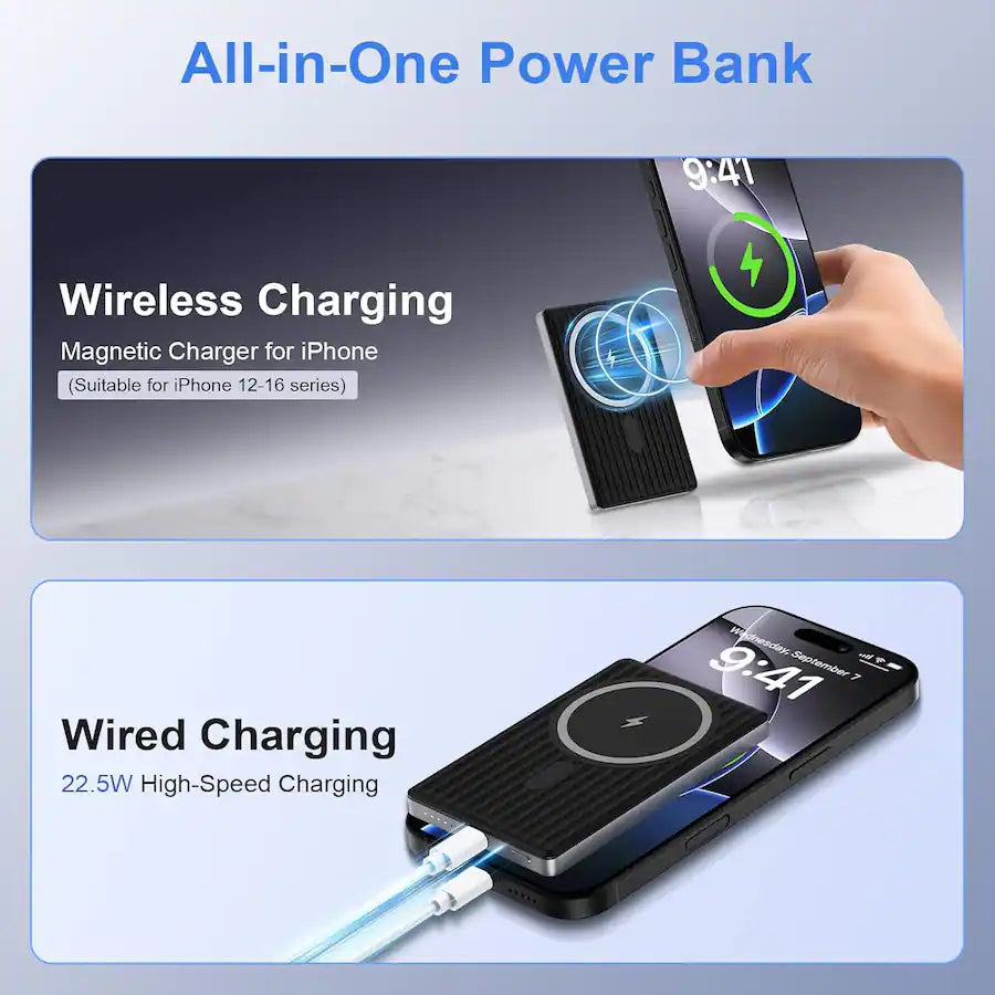 Entronix Magnetic Wireless Power Bank 12000mAh for iPhone and Android Devices – Black product image
