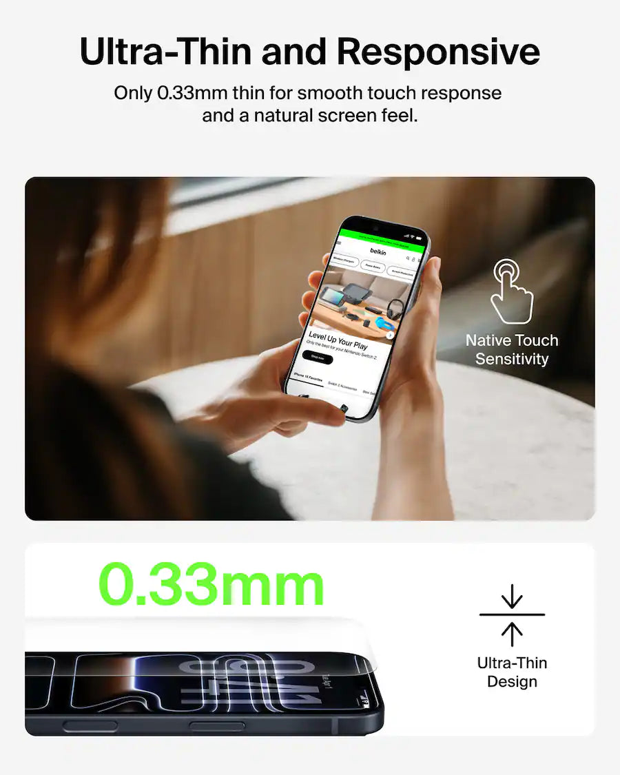 Belkin ScreenForce TemperedGlass Screen Protector for iPhone 17 Pro Max with Easy Align Tray – Clear product image