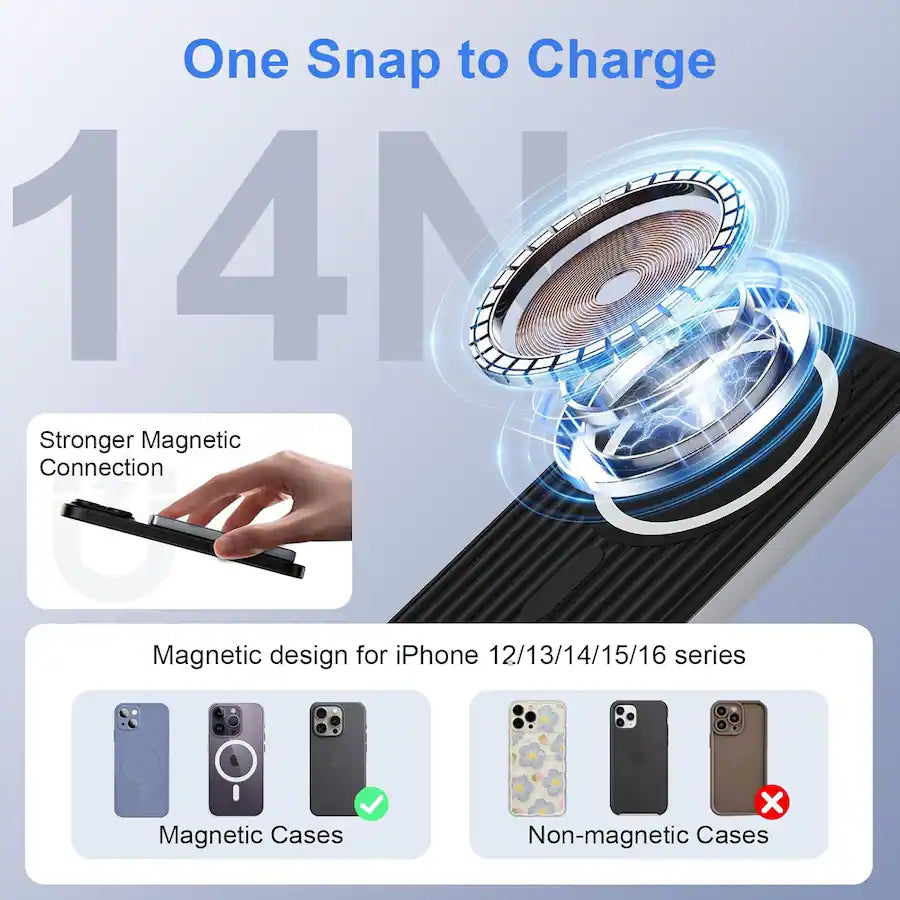 Entronix Magnetic Wireless Power Bank 12000mAh for iPhone and Android Devices – Black product image
